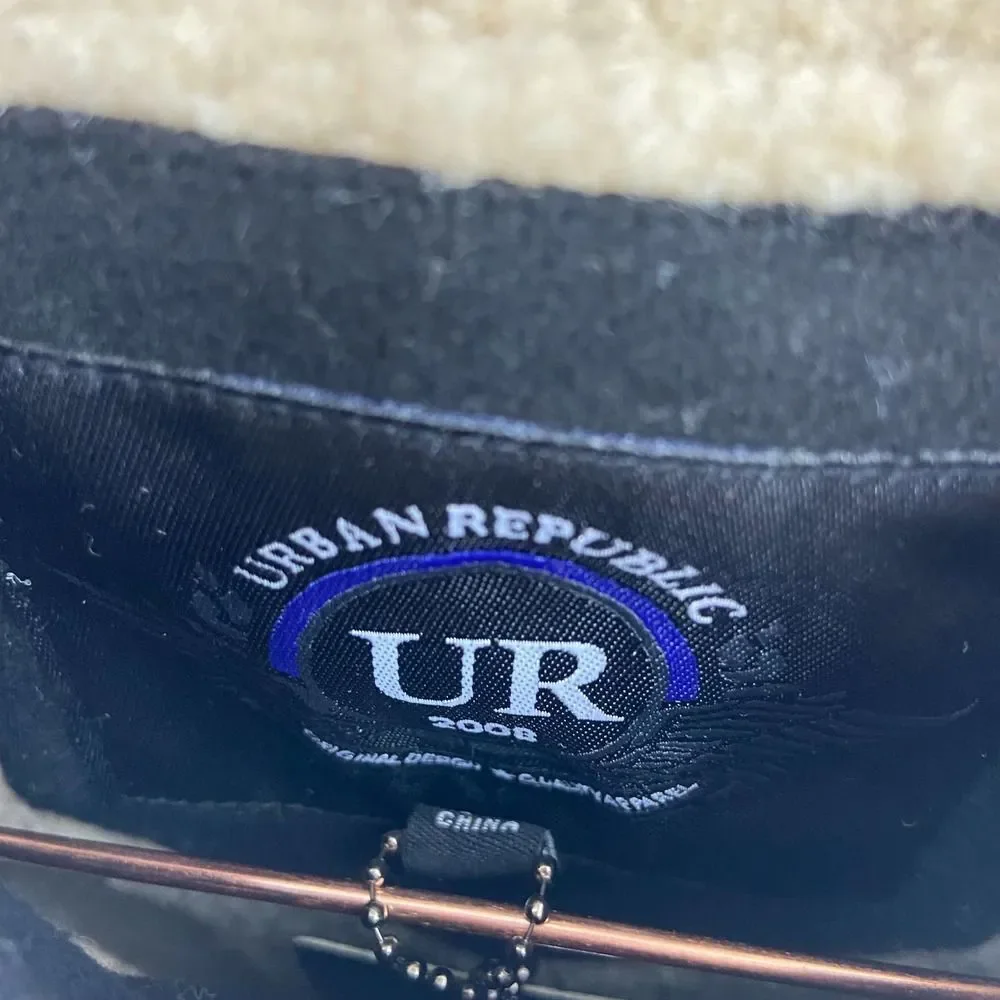 urban republic black full zip hooded winter jacket  faux sherpa Youth L NWT